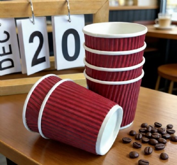 Red Ripple Wall Paper Cups