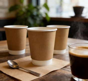 Custom Design 8oz 10oz 12oz 16oz Kraft Disposable Paper Cups Waterproof Matte Double Wall Paper Cup for Hot Drinks Take Away Cup