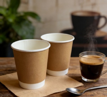 Disposable Kraft Paper Cups Waterproof Matte Double Wall Paper Cup for Hot Drinks Take Away Cup Custom Design 8oz 10oz 12oz 16oz