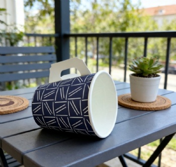Hight Quality Custom Printed Disposable PE Coated Single Wall Paper Cups with Handles for Hot Beverages